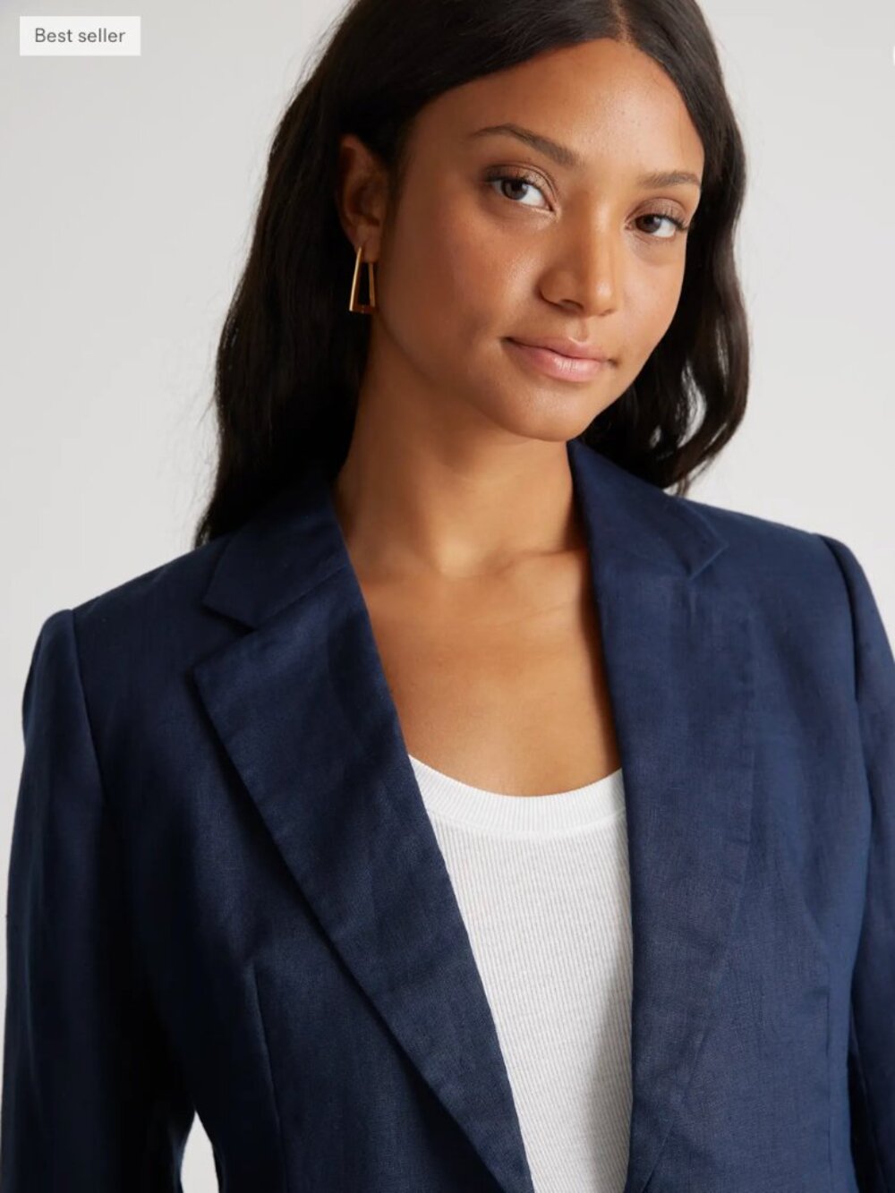 Quince 100% European Linen Structured Blazer Small Navy - Picture 4 of 5